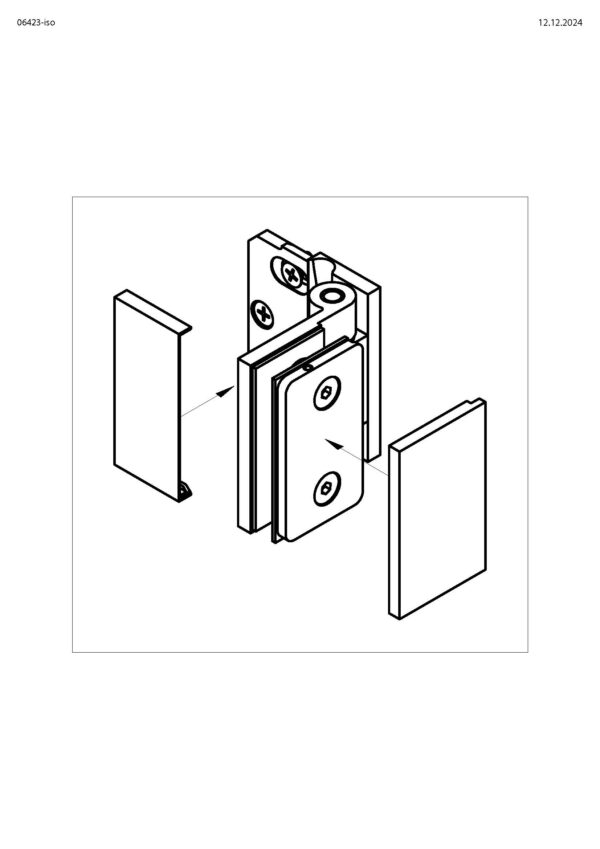 06423_31 Wellness Glastür-Beschlag   Glas-Wand 90° • Basismaterial: Messing • Oberfläche: glanzverchromt • mit einseitiger Anschraubplatte • nach innen öffnend • für Glasdicke 8 mm (Standard) • mit Vollabdeckung *ersetzt Artikel 06411 und 06413* – Bild 2