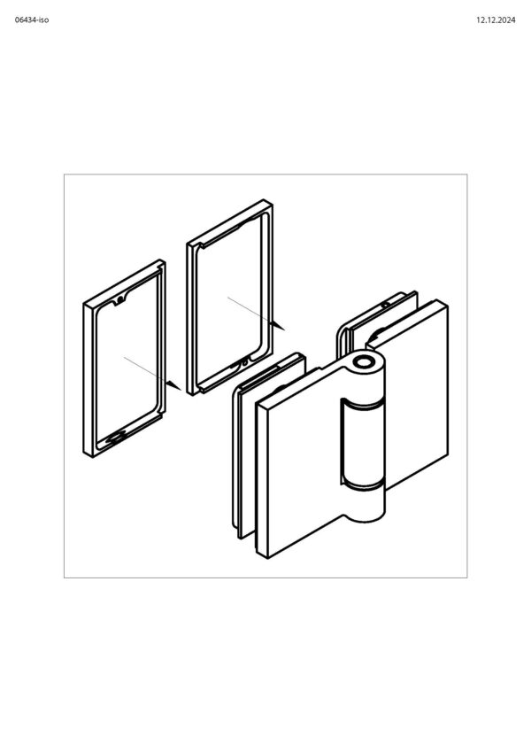 06434_65 Wellness  Glastür-Beschlag  Glas-Glas 180°• Basismaterial: Messing• Oberfläche:ONYX schwarz matt• nach innen oder aussen öffnend, mit Vollabdeckung• für Glasdicke 8 mm (Standard)*ersetzt Artikel 06430 und 06431*  Shower door hinge, g-g 180°Opens outwardsFor 8 mm tempered glass – Bild 2