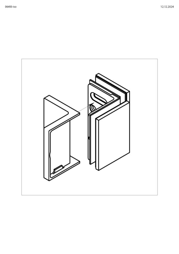 06493_31 Wellness Winkelverbinder  Glas-Glas 90°• Basismaterial: Messing• Oberfläche: glanzverchromt• für 8 mm ESG• mit Vollabdeckung*ersetzt Artikel 06483*<<>>Connector, g-g 90°For 8 mm tempered glass – Bild 2