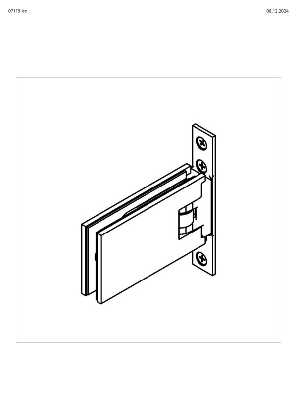 Milano Pur Duschtürband  Glas-Wand 90°• Basismaterial: Messing• mit Hochkantanschraubplatte• nach innen und außen öffnend• für 8 mm ESG – Bild 2