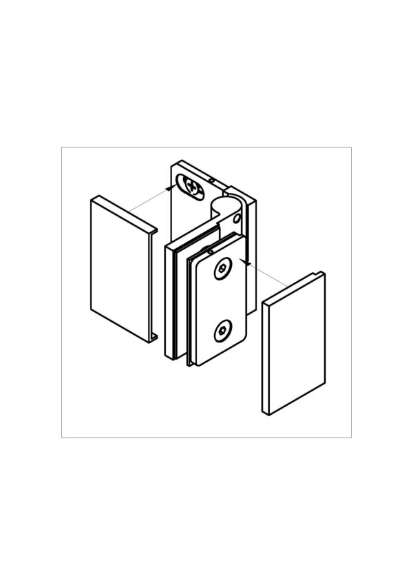 Wellness HS Hebesenk-Glastür-Beschlag  Glas-Wand 90° mit Langloch• Basismaterial: Messing• einseitige Anschraubplatte mit Langloch• einseitig nach innen öffnend• für 8 mm ESG• DIN links – Bild 2