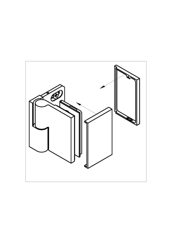 Wellness HS Hebesenk-Glastür-Beschlag  Glas-Wand 90° mit Langloch• Basismaterial: Messing• einseitige Anschraubplatte mit Langloch• einseitig nach außend öffnend• für 8 mm ESG• DIN links – Bild 2