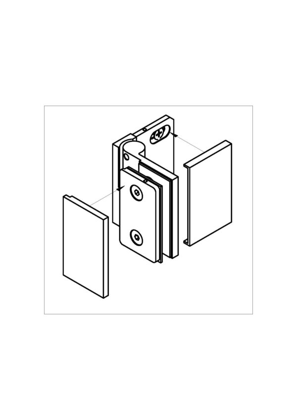 Wellness HS Hebesenk-Glastür-Beschlag  Glas-Wand 90° mit Langloch• Basismaterial: Messing• einseitige Anschraubplatte mit Langloch• einseitig nach innen öffnend• für 8 mm ESG• DIN rechts – Bild 2