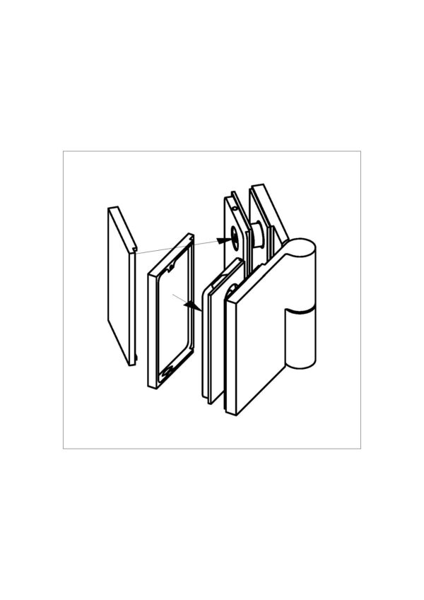 Wellness HS Hebesenk-Glastür-Beschlag  Glas-Glas 135° + 180°• Basismaterial: Messing• einseitig nach außen öffnend• für 8 mm ESG• DIN rechts – Bild 2