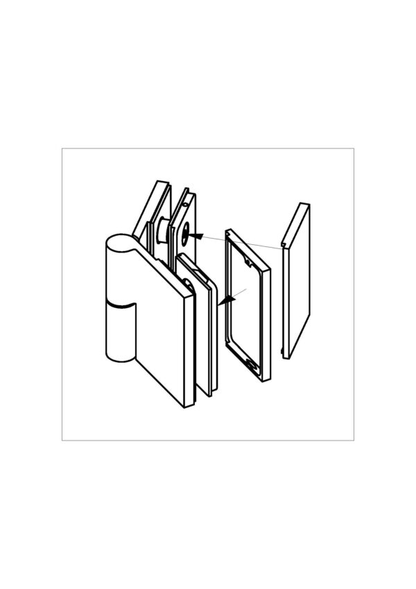 Wellness HS Hebesenk-Glastür-Beschlag  Glas-Glas 135° + 180°• Basismaterial: Messing• einseitig nach außen öffnend• für 8 mm ESG• DIN links – Bild 2