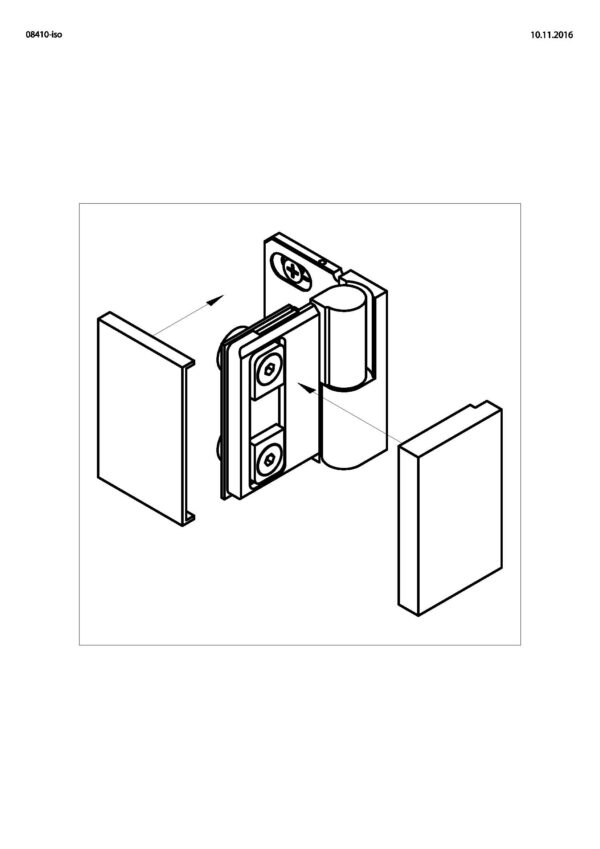 Wellness HS CL Hebesenk-Glastür-Beschlag Glas-Wand 90° mit Langloch• Basismaterial: Messing• mit flächenbündiger Verschraubung• einseitige Anschraubplatte mit Langloch• einseitig nach außend öffnend• für 8 mm ESG• DIN rechts – Bild 2