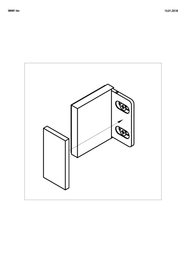 Wellness  HS CL Winkelverbinder  Glas-Wand 90° mit Langloch• Basismaterial: Messing• mit Langlochanschraubplatte nach außen• mit flächenbündiger Verschraubung• für 8 mm ESG – Bild 2