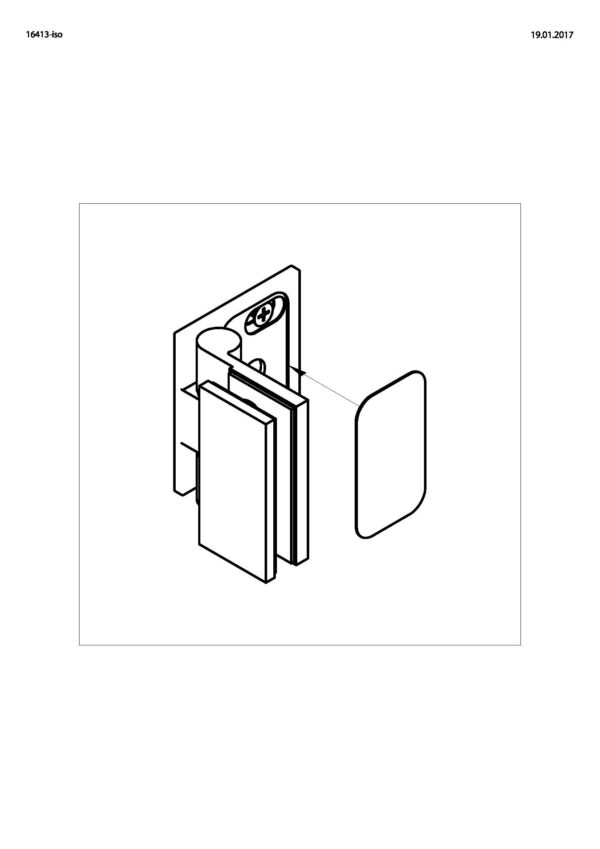 Wellness  Premium  Glastür-Beschlag  DIN-rechts Glas-Wand 90° mit Langloch• mit Nulllagen-Einstellung• Basismaterial: Messing  • mit einseitiger Anschraubplatte   mit Langloch • DIN rechts    nach innen öffnend• für 8 mm ESG• mit Abdeckplattchen aus hochwertigem Edelstahl – Bild 2