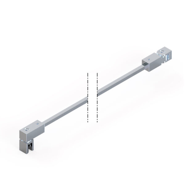 Filigrano Stabilisationsstange,eckige Form, Glas-Wand • Basismaterial: Messing o. Edelstahl• Länge: 1500 mm, beliebig kürzbar • verstellbar 0-90°• für Glasdicke 6-8 mm (Standard)