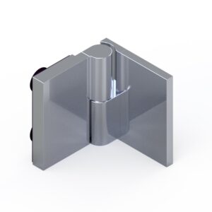 81413_31 Next HS CL Glastür-Beschlag, beidseitig öffnend, Glas-Wand  90°• Basismaterial: Messing• DIN links• Pendeltürband mit Nulllageneinstellung• Hebe-Senkmechanismus• einseitige Befestigungslasche• mit flächenbündiger Verschraubung