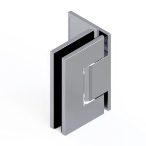 94525_31 Vital Premium Glastür-Beschlag Glas-Wand 90°, beidseitig öffnend• Basismaterial: Messing• mit Langloch-Anschraubplatte• mit Vollabdeckung• mit einstellbarer Nulllage• nach innen und aussen öffnend• für 8 mm ESG• Tragfähigkeit: 40 Kg (Bandpaar),  • max. Glasmaße 1000 x 2000 mm