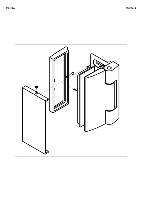 Bella Glastür-Beschlag Glas-Wand 90°nach außen öffnend• Basismaterial: Messing• Anschraubplatte mit Langloch• nach außen öffnend• mit Abdeckungen für alle Beschlagteile – Bild 2