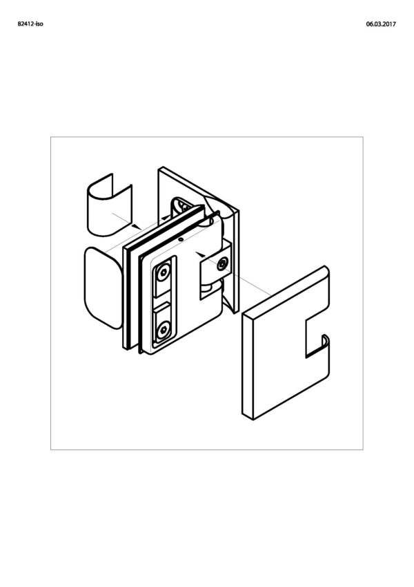 Next HS Glastür-Beschlag, beidseitig öffnend Glas-Wand  90°• Basismaterial: Messing• DIN rechts• Pendeltürband mit Nulllageneinstellung• Hebe-Senkmechanismus• einseitige Befestigungslasche• mit Gegenplatte – Bild 2