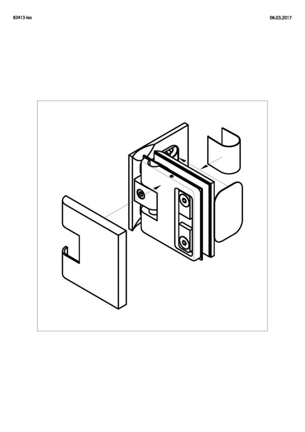 Next HS Glastür-Beschlag, beidseitig öffnend Glas-Wand  90°• Basismaterial: Messing• DIN links• Pendeltürband mit Nulllageneinstellung• Hebe-Senkmechanismus• einseitige Befestigungslasche• mit Gegenplatte – Bild 2