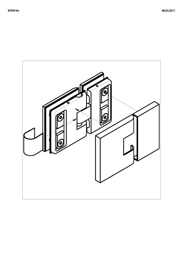 Next HS Glastür-Beschlag, beidseitig öffnend Glas-Glas 180°• Basismaterial: Messing• DIN rechts• Pendeltürband mit Nulllageneinstellung• Hebe-Senkmechanismus• mit Gegenplatte – Bild 2