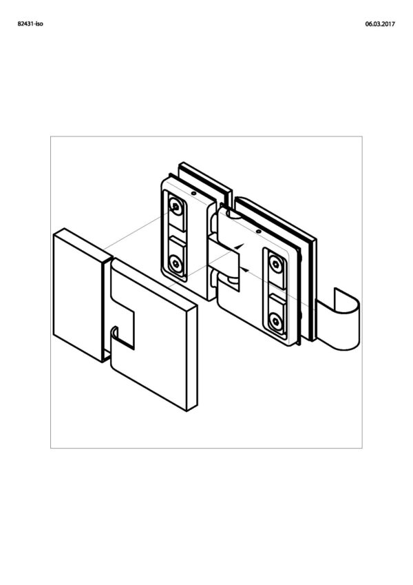 82431_31 NEXT HS Duschtürbeschlag G-G 180° • DIN-links • Basismaterial: Messing • Oberfläche: glanzverchromt • beidseitig öffnend • für 8 & 10 mm ESG (Standard) // NEXT HS Shower door hinge g-g 180° • EN-left • base: brass • finish: bright chrome • double action • for 8 & 10 mm tempered glass – Bild 2