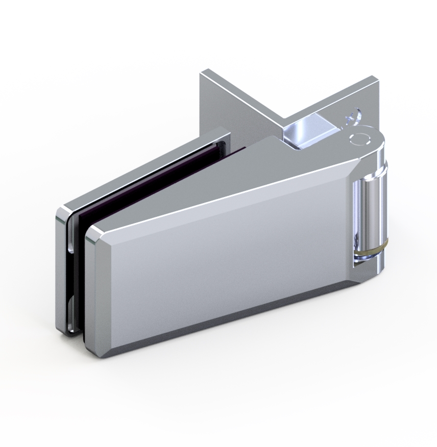 18140_46 Chalet® AT THERMA Anschlagtürsystem Glastürbeschlag für Innentüren, G-W 90° mit Winkellasche DIN-rechts, unteres Band Nach außen öffnend Für 8 mm ESG // Chalet® AT Single action door system Glass door hinge for interior doors, g-w 90°EN-right, bottom hinge, Opens outwards For 8 mm tempered glass