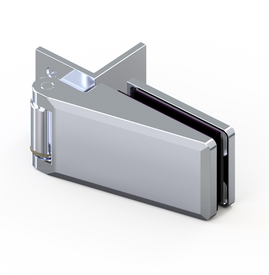 18141_46 Chalet® AT THERMA Anschlagtürsystem Glastürbeschlag für Innentüren, G-W 90° mit Winkellasche DIN-links, unteres Band Nach außen öffnend Für 8 mm ESG // Chalet® AT THERMA Single action door system Glass door hinge for interior doors, g-g 90°EN-left, bottom hinge, Opens outwards For 8 mm tempered glass