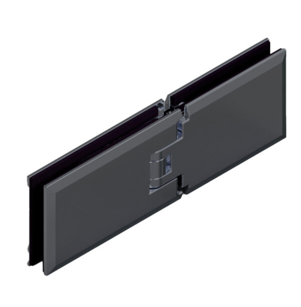 06130_65 MILANO Duschtürbeschlag G-G 180° • Basismaterial: Messing • Oberfläche: ONYX schwarz matt • beidseitig öffnend • für 8 & 10 mm ESG (Standard) // MILANO Shower door hinge g-g 180° • base: brass • finish: ONYX black • double action • for 8 & 10 mm tempered glass