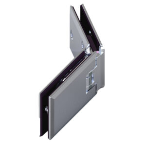 06170_55 MILANO Duschtürband G-G 135° • Basismaterial: Messing • Oberfläche: Nickel gebürstet (Edelstahloptik) • beidseitig öffnend • stufenlos einstellbare Nulllage • für 8 mm ESG (Standard)
