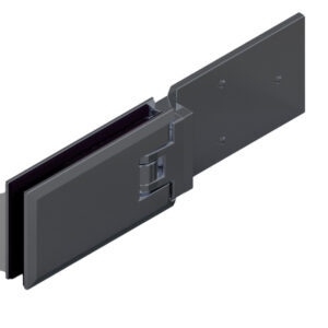 06181_65 MILANO Duschtürbeschlag G-W 180° bündig, • Basismaterial: Messing • Oberfläche: Onyx schwarz matt • Anschraubplatte nach Innen lt. Datenblatt • beidseitig öffnend • stufenlos einstellbare Nulllage • für 8 mm ESG (Standard)  