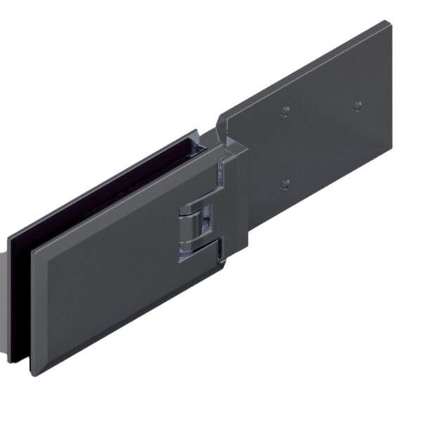 06181_65 MILANO Duschtürbeschlag G-W 180° bündig, • Basismaterial: Messing • Oberfläche: Onyx schwarz matt • Anschraubplatte nach Innen lt. Datenblatt • beidseitig öffnend • stufenlos einstellbare Nulllage • für 8 mm ESG (Standard)  