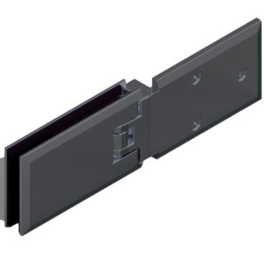 06182_65 MILANO Duschtürbeschlag G-W 180° bündig, • Basismaterial: Messing • Oberfläche: ONYX schwarz matt • Anschraubplatte Außen lt. Datenblatt • beidseitig öffnend • stufenlos einstellbare Nulllage • für Glasdicke 8 mm (Standard)