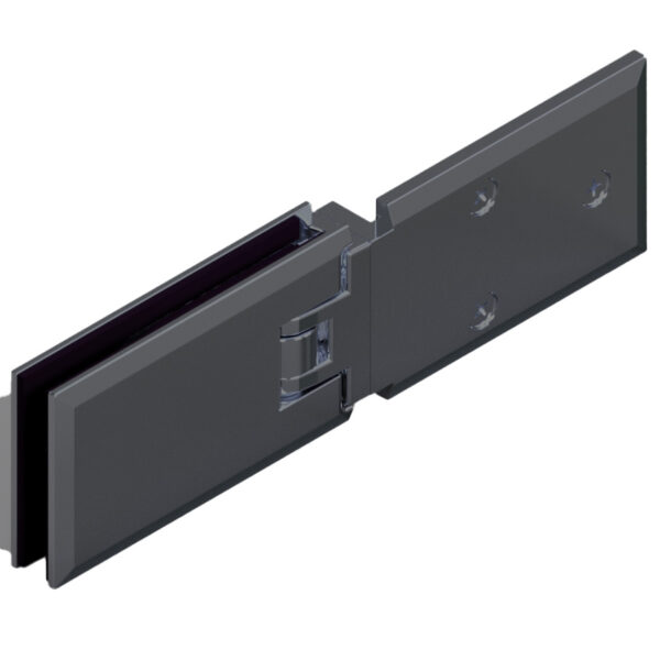 06182_65 MILANO Duschtürbeschlag G-W 180° bündig, • Basismaterial: Messing • Oberfläche: ONYX schwarz matt • Anschraubplatte Außen lt. Datenblatt • beidseitig öffnend • stufenlos einstellbare Nulllage • für Glasdicke 8 mm (Standard)