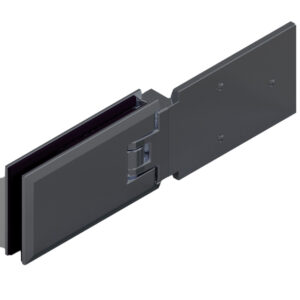 06184_65 MILANO Duschtürbeschlag G-W 180° versetzt, • Basismaterial: Messing • Oberfläche: ONYX schwarz matt • Anschraubplatte nach Innen lt. Katalog • beidseitig öffnend • stufenlos einstellbare Nulllage • für Glasdicke 8 mm (Standard)