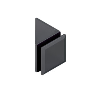 06800_65 MILANO Winkelverbinder G -W 90°, • Basismaterial: Messing • Oberfläche: ONYX schwarz • mit Langloch und Abdeckplättchen • für 8 mm ESG • Auslaufartikel nur noch 07490 // Connector, g-w 90° With slotted hole screw plate with stainless steel cover For 8 & 10 mm tempered glass