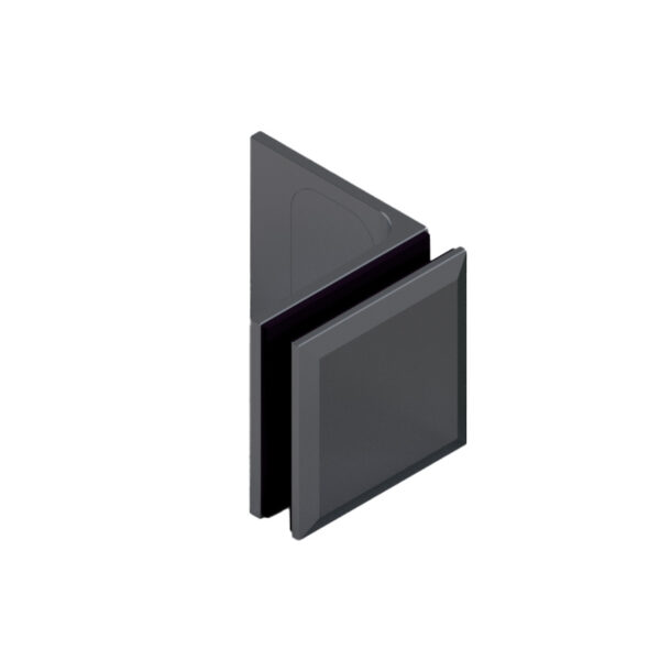06800_65 MILANO Winkelverbinder G -W 90°, • Basismaterial: Messing • Oberfläche: ONYX schwarz • mit Langloch und Abdeckplättchen • für 8 mm ESG • Auslaufartikel nur noch 07490 // Connector, g-w 90° With slotted hole screw plate with stainless steel cover For 8 & 10 mm tempered glass