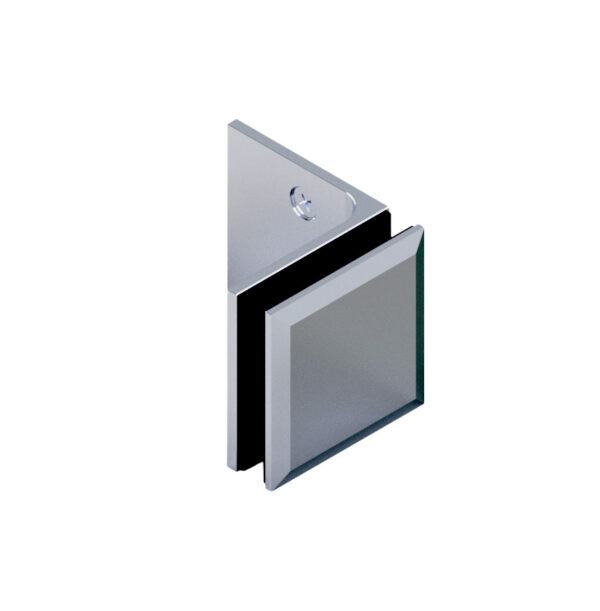06801_55 MILANO Winkelverbinder Glas-Wand 90°,  • Basismaterial: Messing • Oberfläche: Nickel gebürstet   (Edelstahloptik) • für 8 mm ESG (Standard)