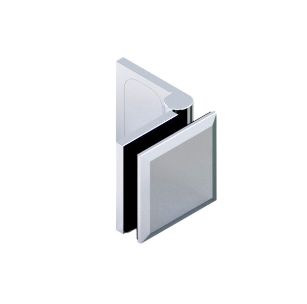 06815_31 Glas-Wand 45°- 180° mit Langloch • Basismaterial: Messing • Oberfläche: glanzverchromt • stufenlos einstellbar • mit Abdeckplättchen aus hochwertigen poliertem Edelstahl • für 8 mm ESG