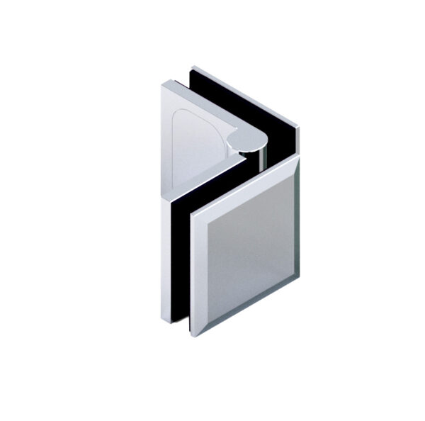 06817_31 Glas-Glas 45°- 180° mit Langloch • Basismaterial: Messing • Oberfläche: glanzverchromt • stufenlos einstellbar • mit Abdeckplättchen aus hochwertigen poliertem Edelstahl • für 8 mm ESG