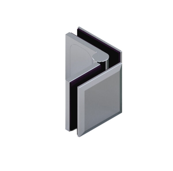 06817_55 Glas-Glas 45°- 180° mit Langloch • Basismaterial: Messing • Oberfläche: Nickel gebürstet (Edelstahloptik) • stufenlos einstellbar • mit Abdeckplättchen aus hochwertigen poliertem Edelstahl • für 8 mm ESG