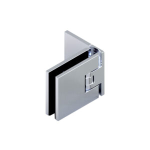 18312_31 MILANO ORIGINAL THERMA Saunatürbeschlag, G-W 90° • Basismaterial: Messing • Oberfläche: glanzverchromt • mit Langlochanschraubplatte • beidseitig öffnend • stufenlos einstellbare Nulllage • für 8 & 10 mm ESG (Standard) // Milano Original Double action door system Shower door hinge, g-w 90° With slotted hole screw plate Double action For 8 & 10 mm tempered glass