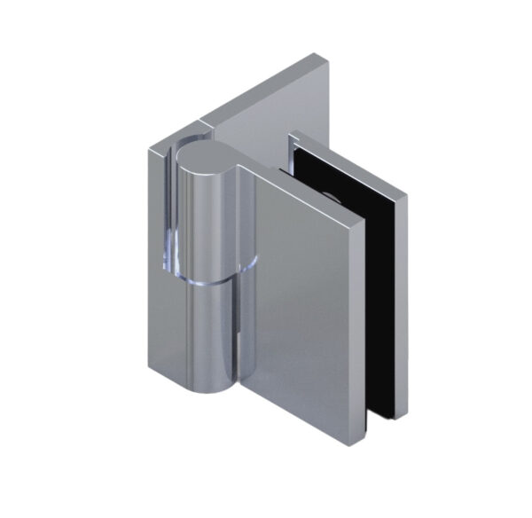 08312_55 WELLNESS HS Hebesenk-Duschtürbeschlag G-W 90°, DIN-links, außen öffnend • Basismaterial: Messing • Oberfläche: Nickel gebürstet (Edelstahloptik) • mit Langlochanschraubplatte und • Vollabdeckung • für 8 mm ESG // Shower door hinge, g-w 90°, EN-left With slotted hole screw plate Opens outwards For 8 mm tempered glass