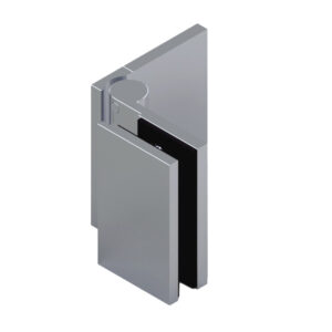 08313_55 WELLNESS HS Hebesenk-Duschtürbeschlag G-W 90°, DIN links, innen öffnend • Basismaterial: Messing • Oberfläche: Nickel gebürstet (Edelstahloptik) • mit Langlochanschraubplatte und • Vollabdeckung • für 8 mm ESG // WELLNESS HS Single action door system Shower door hinge, g-w 90°, EN-left With slotted hole screw plate Opens inwards