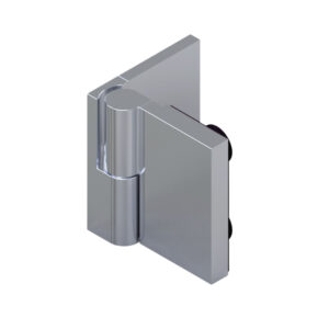 08412_55 WELLNESS HS CL Duschtürbeschlag G-W 90°, • DIN links, außen öffnend • Basismaterial: Messing • Oberfläche: Nickel gebürstet (Edelstahloptik) • mit Langlochanschraubplatte • für 8 mm ESG (Standard) // WELLNESS HS CL Shower door hinge g-w 90° • EN-left, opens outwards • base: brass • finish: brushed nickel (stainless steel look) • with slotted hole screw plate • for 8 mm tempered glass