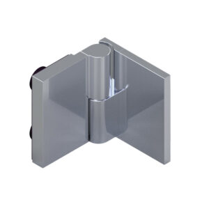08413_55 WELLNESS HS CL Duschtürbeschlag G-W 90° • DIN-rechts, außen öffnend • Basismaterial: Messing • Oberfläche: Nickel gebürstet (Edelstahloptik) • mit Langlochanschraubplatte außen • für 8 mm ESG (Standard) // WELLNESS HS CL Shower door hinge g-w 90° • EN-right, opens outwards • base: brass • finish: brushed nickel (stainless steel look) • with slotted hole screw plate outside • for 8 mm tempered glass