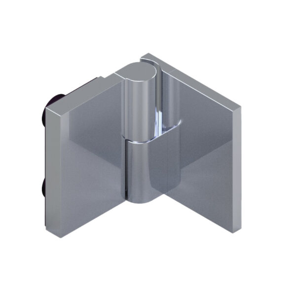 08413_55 WELLNESS HS CL Duschtürbeschlag G-W 90° • DIN-rechts, außen öffnend • Basismaterial: Messing • Oberfläche: Nickel gebürstet (Edelstahloptik) • mit Langlochanschraubplatte außen • für 8 mm ESG (Standard) // WELLNESS HS CL Shower door hinge g-w 90° • EN-right, opens outwards • base: brass • finish: brushed nickel (stainless steel look) • with slotted hole screw plate outside • for 8 mm tempered glass