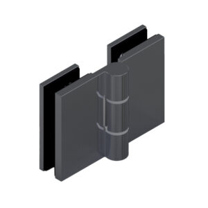 16430_65 WELLNESS PREMIUM Duschtürbeschlag G-G 180°, • Basismaterial: Messing• Oberfläche: ONYX schwarz matt• DIN rechts, außen öffnend• für 8 mm ESG (Standard) // Shower door hinge, g-g 180°, EN-rightOpens outwardsFor 8 mm tempered glass