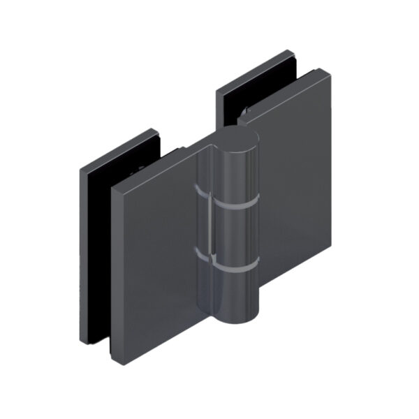 16430_65 WELLNESS PREMIUM Duschtürbeschlag G-G 180°, • Basismaterial: Messing• Oberfläche: ONYX schwarz matt• DIN rechts, außen öffnend• für 8 mm ESG (Standard) // Shower door hinge, g-g 180°, EN-rightOpens outwardsFor 8 mm tempered glass