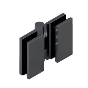 16431_65 WELLNESS PREMIUM Duschtürbeschlag G-G 180° & G-G 90° • Basismaterial: Messing • Oberfläche: ONYX schwarz matt • DIN links, innen öffnend • für 8 mm ESG (Standard) // Shower door hinge,  g-g 180° & 90° EN-left Opens inwards For 8 mm tempered glass