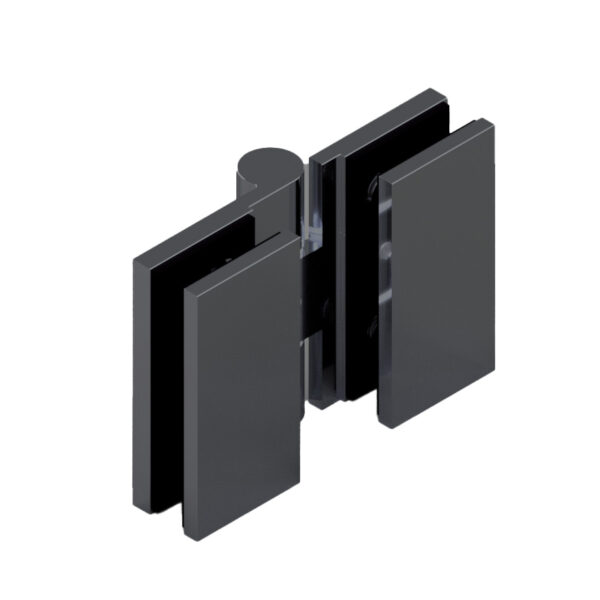 16431_65 WELLNESS PREMIUM Duschtürbeschlag G-G 180° & G-G 90° • Basismaterial: Messing • Oberfläche: ONYX schwarz matt • DIN links, innen öffnend • für 8 mm ESG (Standard) // Shower door hinge,  g-g 180° & 90° EN-left Opens inwards For 8 mm tempered glass