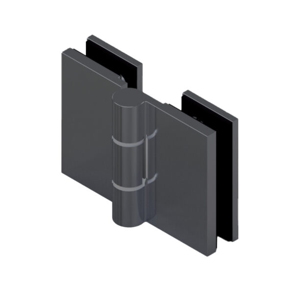 16432_65 WELLNESS PREMIUMDuschtürbeschlag, G-G 180°, • Basismaterial: Messing• Oberfläche: ONYX schwarz matt• DIN links, außen öffnend• für 8 mm ESG (Standard) // Shower door hinge, g-g 180°, EN-left Opens outwardsFor 8 mm tempered glass