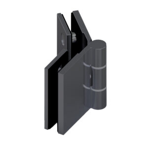 16470_65 WELLNESS PREMIUM Duschtürbeschlag G-G 135°,  • Basismaterial: Messing • Oberfläche: ONYX schwarz matt • DIN rechts, außen öffnend • für 8 mm ESG (Standard) // Shower door hinge,  g-g 135°, EN-right Opens outwards For 8 mm tempered glass