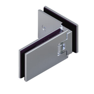 07140_55 MILANO PUR Duschtürbeschlag G-G 90°, • Basismaterial: Messing • Oberfläche: Nickel gebürstet (Edelstahloptik) • beidseitig öffnend • stufenlos einstellbare Nulllage • für 8 & 10 mm ESG (Standard) // MILANO PUR Shower door hinge g-g 90° • base: brass • finish: brushed nickel (stainless steel look) • double action • for 8 & 10 mm tempered glass