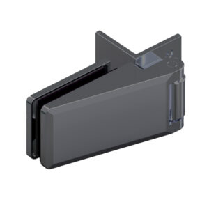 18149_65 Chalet® AT THERMA Anschlagtürsystem Glastürbeschlag für Innentüren, G-W 90° mit Winkellasche Neutral DIN-rechts/links, oberes Band Nach außen öffnend Für 8 mm ESG // Chalet® AT THERMA Single action door system Glass door hinge for interior doors, g-g 90°Neutral EN-right/left, upper hinge, Opens outwards For 8 mm tempered glass