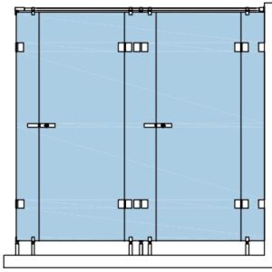 93032 Wellness Partition 2 - Kabinen-Anlage Glas / Wand links